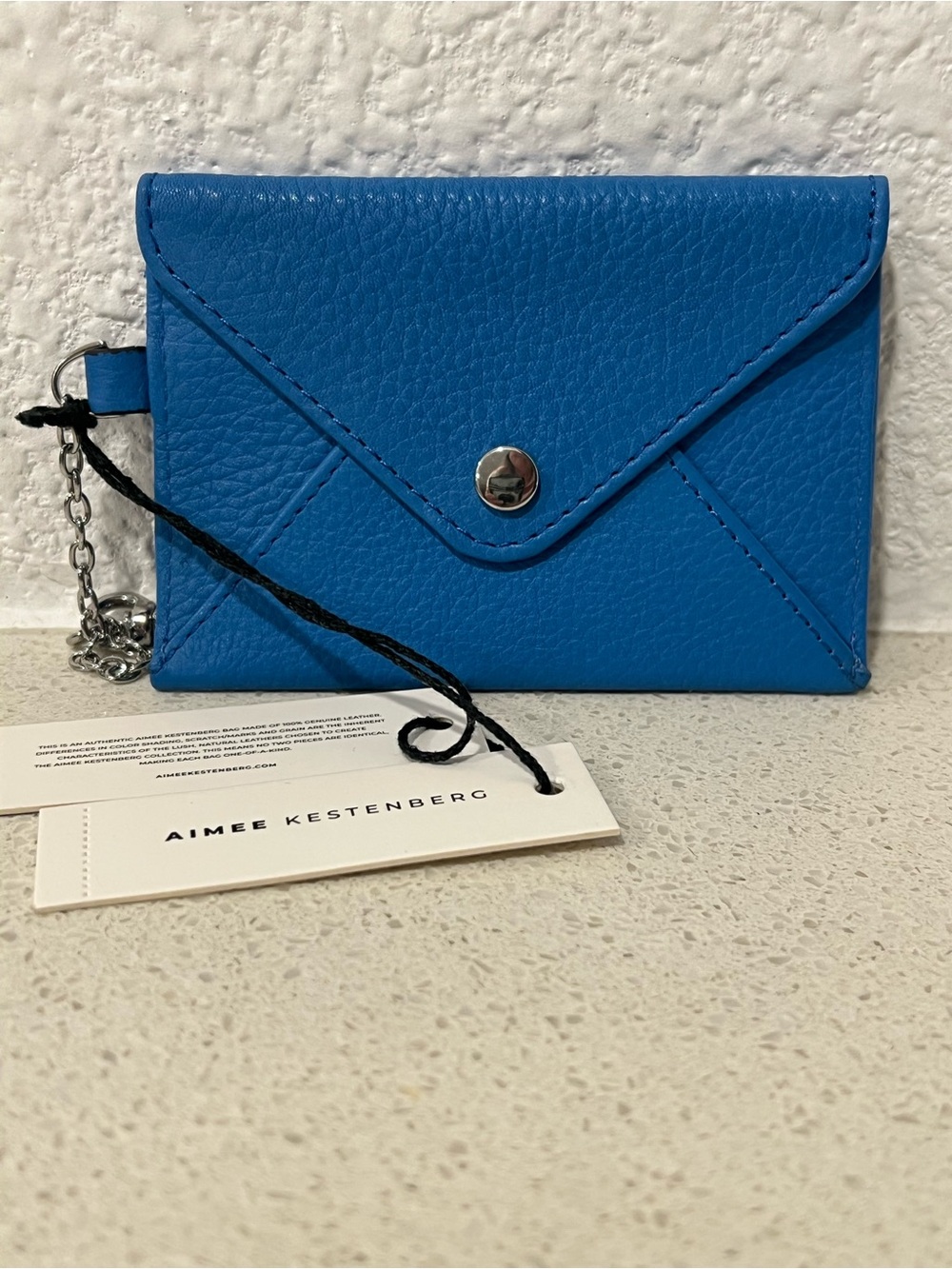 Aimee Kestenberg Electric Blue Envelope Card Wallet with Chain
